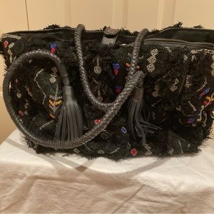 IbBan Handmade Beaded and Fringed Tote